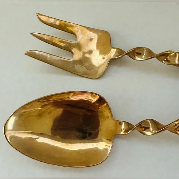 Vintage Siam (Thailand) Brass & Wood Serving Set - Picture 6 of 12